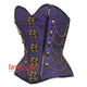 Purple and Black Brocade Steampunk Antique Clasps Waist Training Costume Gothic Corset Overbust Top