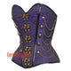 Plus Size Purple and Black Brocade Steampunk Antique Clasps Waist Training Costume Gothic Corset Overbust Top