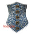Plus Size Baby Blue Brocade With Front Clasps Gothic Long Underbust Waist Training Double Bone Corset