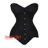 Black Satin Burlesque Corset Gothic Double Bone Overbust Bustier Top