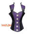 Black Satin Gothic Corset with Lace Design Overbust Bustier Women's Day Top