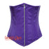 Purple PVC Leather With Front Silver Zipper Gothic Long Underbust Waist Training Corset