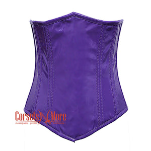 Plus Size Purple PVC Leather  With Front Close Gothic Long Underbust Waist Training Corset