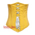 Yellow PVC Leather With White Lace Gothic Long Underbust Waist Training Corset