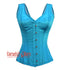 Baby Blue Satin With Front Silver Busk Gothic Overbust Burlesque Corset Waist Training Top