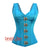 Baby Blue Satin With Front Clasps Gothic Overbust Burlesque Corset Waist Training Top