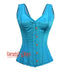 Plus Size Baby Blue Satin With Front Antique Busk Gothic Overbust Corset