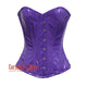Purple PVC Leather With Front Silver Busk Gothic Overbust Burlesque Corset Waist Training Top