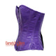 Plus Size Purple PVC Leather With Front Silver Busk Gothic Overbust Burlesque Corset Waist Training Top