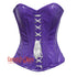 Plus Size Purple PVC Leather With Front White Lace Gothic Overbust Corset