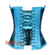 Plus Size Baby Blue Satin With Black Net Gothic Overbust Burlesque Corset