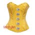 Yellow Faux PVC Leather Steampunk Gothic Overbust Corset