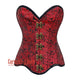 Plus Size Red Brocade Curvy Design Front Antique Clasp Steampunk Gothic Overbust Corset
