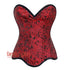 Plus Size Red Brocade Curvy Design Front Closed Steampunk Gothic Overbust Corset