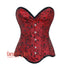 Red Brocade Curvy Design Front Busk Steampunk Gothic Overbust Corset