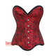 Red Brocade Curvy Design Front Busk Steampunk Gothic Overbust Corset