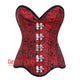 Red Brocade Bottom With Curvy Design Front Clasps Steampunk Gothic Overbust Corset