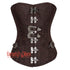 Brown Brocade Steampunk Front Silver Clasps Gothic Overbust Corset