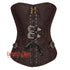 Brown Brocade Steampunk Front Black Ribbon Gothic Overbust Corset