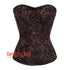 Brown Brocade Steel Boned Front Closed Overbust Corset