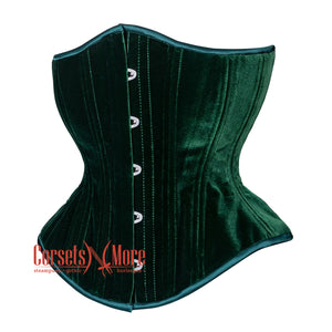 Green Velvet Double Boned Burlesque Long Underbust Gothic Corset