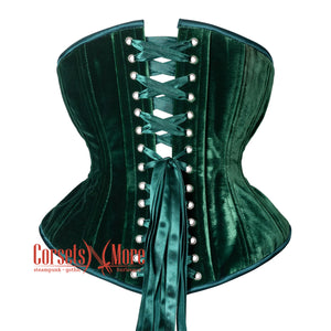 Green Velvet Double Boned Burlesque Long Underbust Gothic Corset