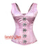 Baby Pink Satin With Front Silver Clasps Gothic Overbust Burlesque Corset Top