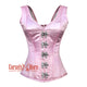 Baby Pink Satin With Front Silver Clasps Gothic Overbust Burlesque Corset Waist Training Top