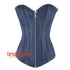 Blue Denim With Silver Zipper Gothic Costume Overbust Corset Top