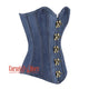 Blue Denim With Front Clasps Gothic Overbust Corset Top