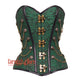 Green and Black Brocade Steampunk Antique Clasps Waist Training Costume Gothic Corset Overbust Top