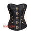 Black Brocade Antique Clasps Steampunk Costume Corset Overbust Top