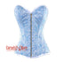 Baby Blue And White Brocade With Antique Zipper Overbust Corset
