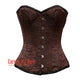Brown Brocade With Front Silver Busk Overbust Corset