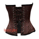 Plus Size Brown Brocade With Front Lace Overbust Corset