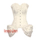 Plus Size Ivory Satin Frill  With Front Silver Busk Overbust Corset