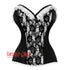 Black And White Satin With Front Ribbon Overbust Corset