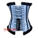 Turquoise Brocade With Frill And Lace Design  Long Overbust Corset