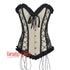 Ivory Brocade With Frill And Lace Design Long Overbust Corset