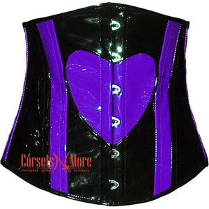 Black And Purple PVC Leather Steampunk Underbust Corset