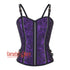 Plus Size Purple Black Brocade With Leather Strap Overbust Corset