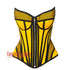 Yellow Satin black mesh Zipper Steampunk Costume Overbust Corset