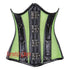 Green Mesh Black Faux Leather Steampunk Costume Waist Trainer Underbust Corset
