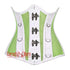 Green Mesh White Faux Leather Steampunk Costume Underbust Bustier Corset