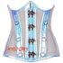 White Mesh Silver Faux Leather Steampunk Costume Underbust Bustier Corset