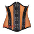 Orange Mesh Black Faux Leather Plus Size Steampunk Costume Underbust Corset
