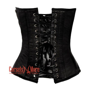 Black Satin Steampunk Heavy Duty Overbust Bustier Corset