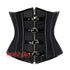 Black Satin PVC Leather Stripe Gothic Steampunk Underbust Corset