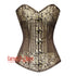 Brown And Golden Brocade Steampunk Heavy Duty Overbust Bustier Corset