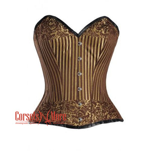 Golden And Brown Brocade Gothic Overbust Bustier Corset